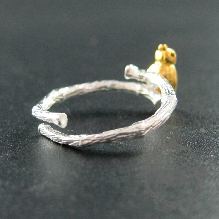 2 мм толстые ветки дерева птица 925 Твердое Серебро DIY настройки кольца 16 диаметр