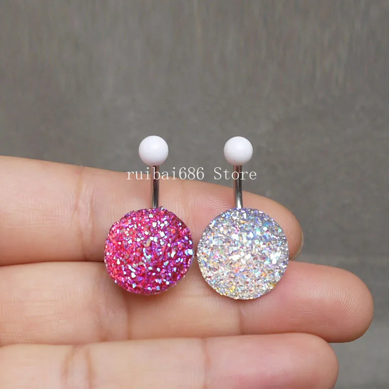 2pcs Handmade Sparkling belly ring bling button Navel Piercing |