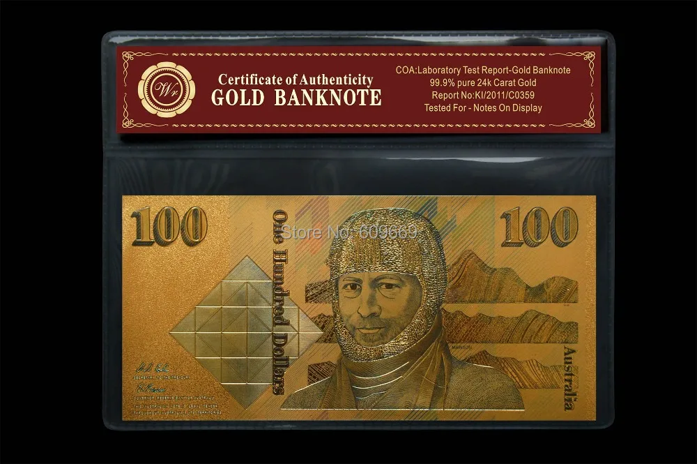 Цветная австралийская старая монета 100 долларовая Золотая Банкнота с держателем