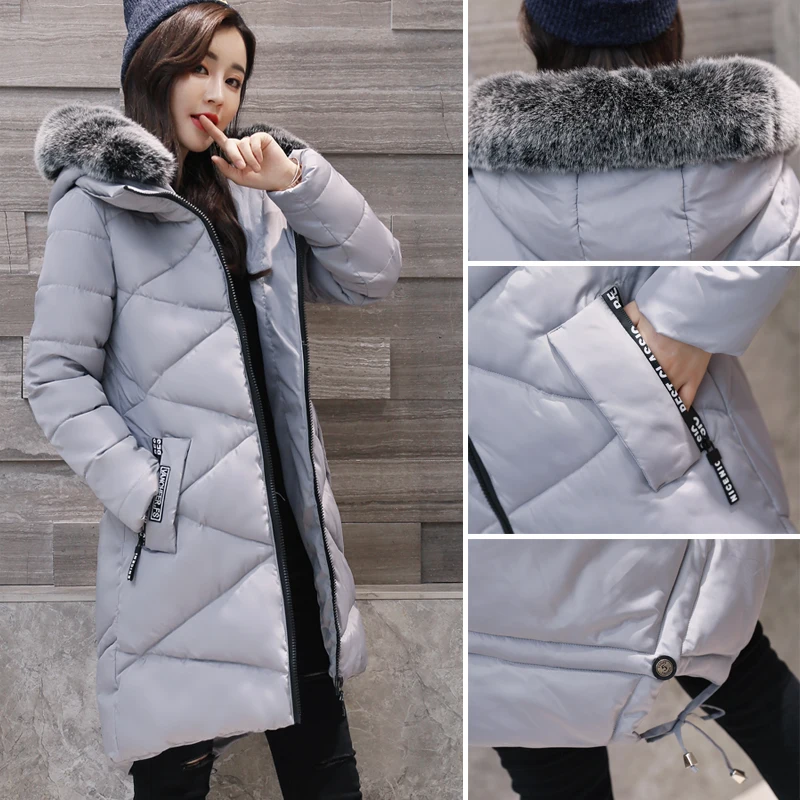Новое поступление 2017 зимние парки QIMAGE Женская Толстая теплая пуховая хлопковая