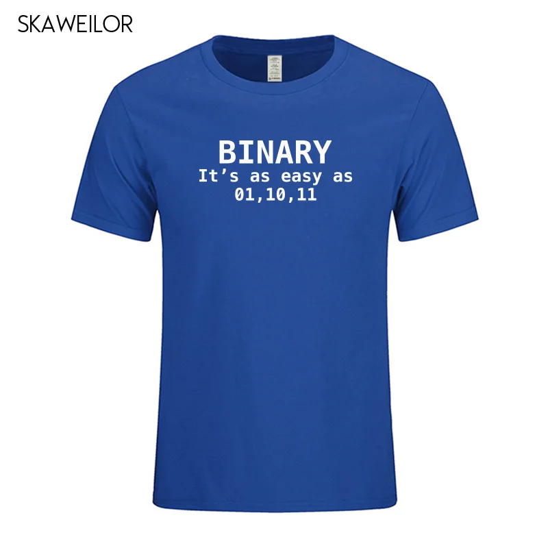 Новинка топы забавная Мужская футболка с вырезом лодочкой Binary It's As Easy 01 10 11 Nerd Geek