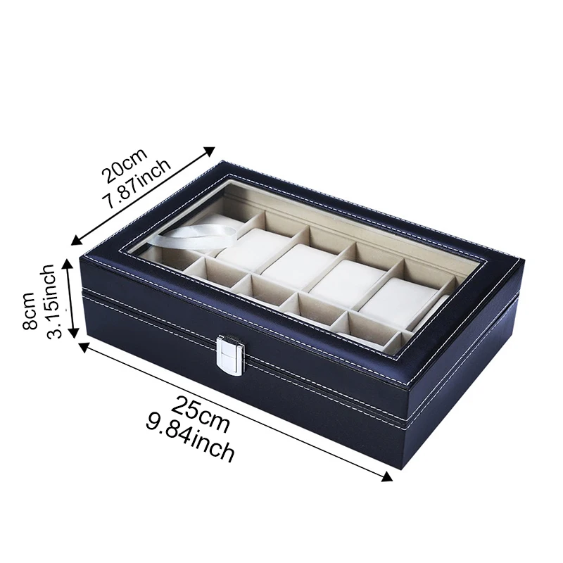 Черный кожаный держатель для часов органайзер коробка хранения шкатулка