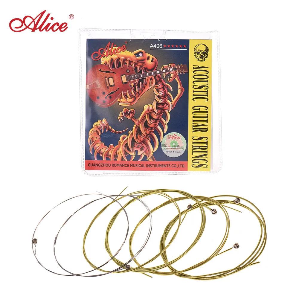 

Alice A406 Guitar Strings Set Stainless Steel Wire Steel Core Coated Copper Alloy Wound Super Light(.011-.052) 6pcs/pack
