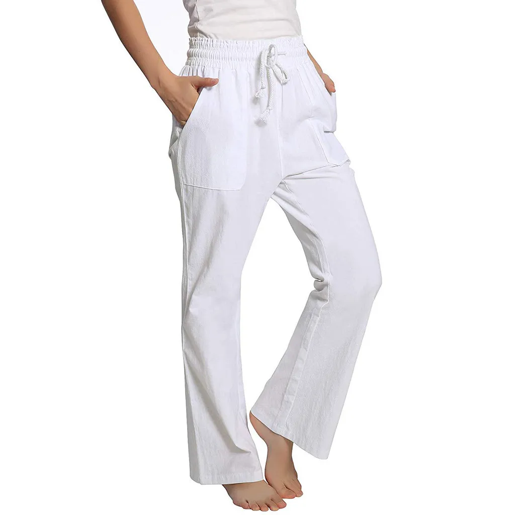Женские летние брюки pantalon femme повседневные с высокой талией широкие мягкие и