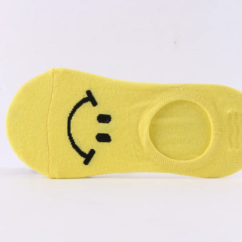 Yellow 1 пара,, удобные хлопковые носки со смайликом, женские и мужские тапочки, короткие носки по щиколотку, безупречный Забавный молодежный стиль, носки Soxs - Цвет: Yellow