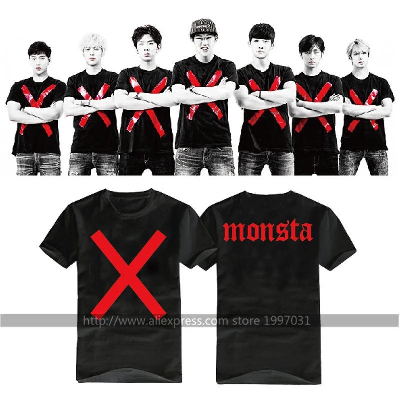 Футболка с коротким рукавом и логотипом KPOP MONSTA X RED WONHO IM MINHYUK YOOKIHYUN hyunwon SHOWNU JOOHEON в