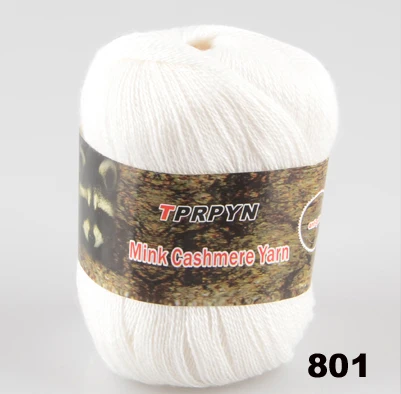 801 white TPRPYN 1 шт = 50 г норка кашемир 98% пашм 2% пряжа для ручного вязания норка Детская тонкая шерстяная пряжа Y3223174 - Цвет: 801 white