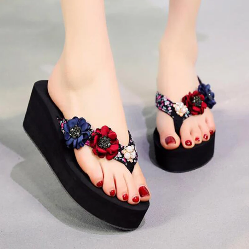 Женские босоножки с цветами &quotсделай сам&quot летние сандалии сланцы женская