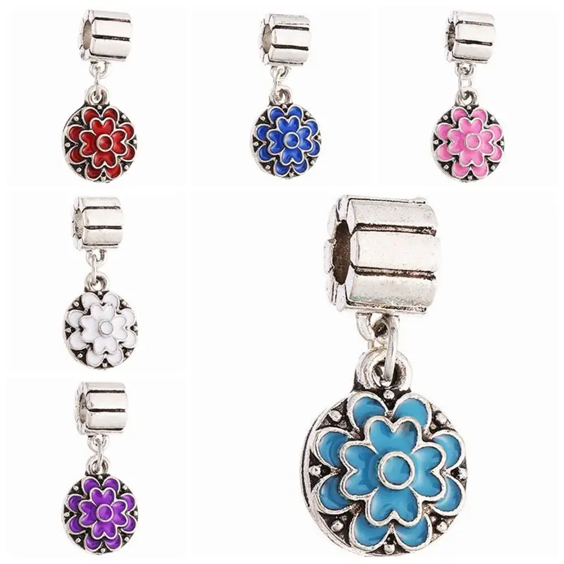 Красивые круглые эмалевые подвески в форме цветка из металлического сплава для