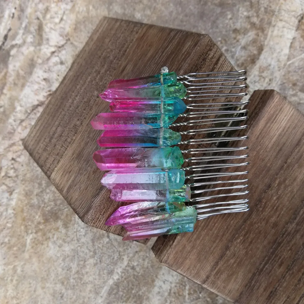 Необработанная Хрустальная корона Ocean Blue Green Opal Angel Aura Quartz серебряная с подвесом