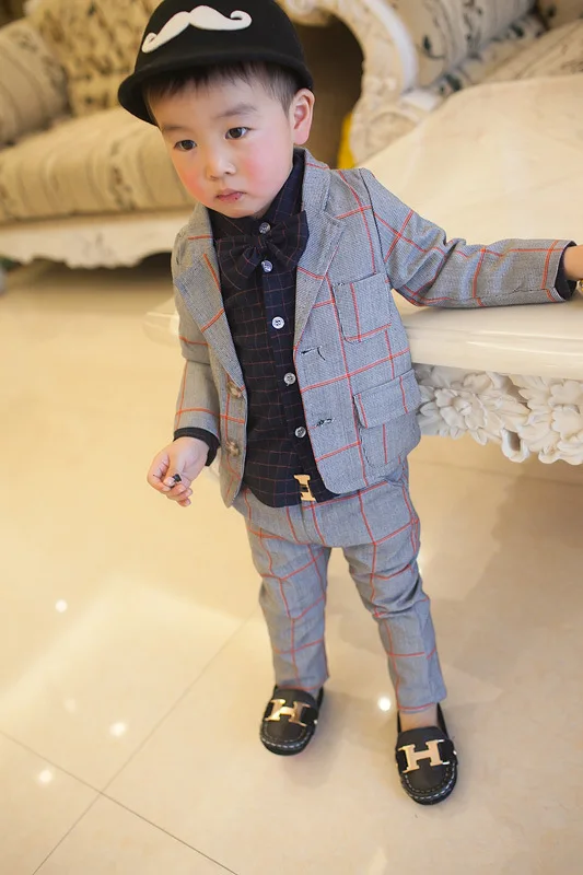 Hot 2018 Spring Fall 2-5Yrs Baby Infant Plaid Blazer Suit 2 Pcs Little Kids Casual Clothing Sets Children's Leisure Twinset | Детская