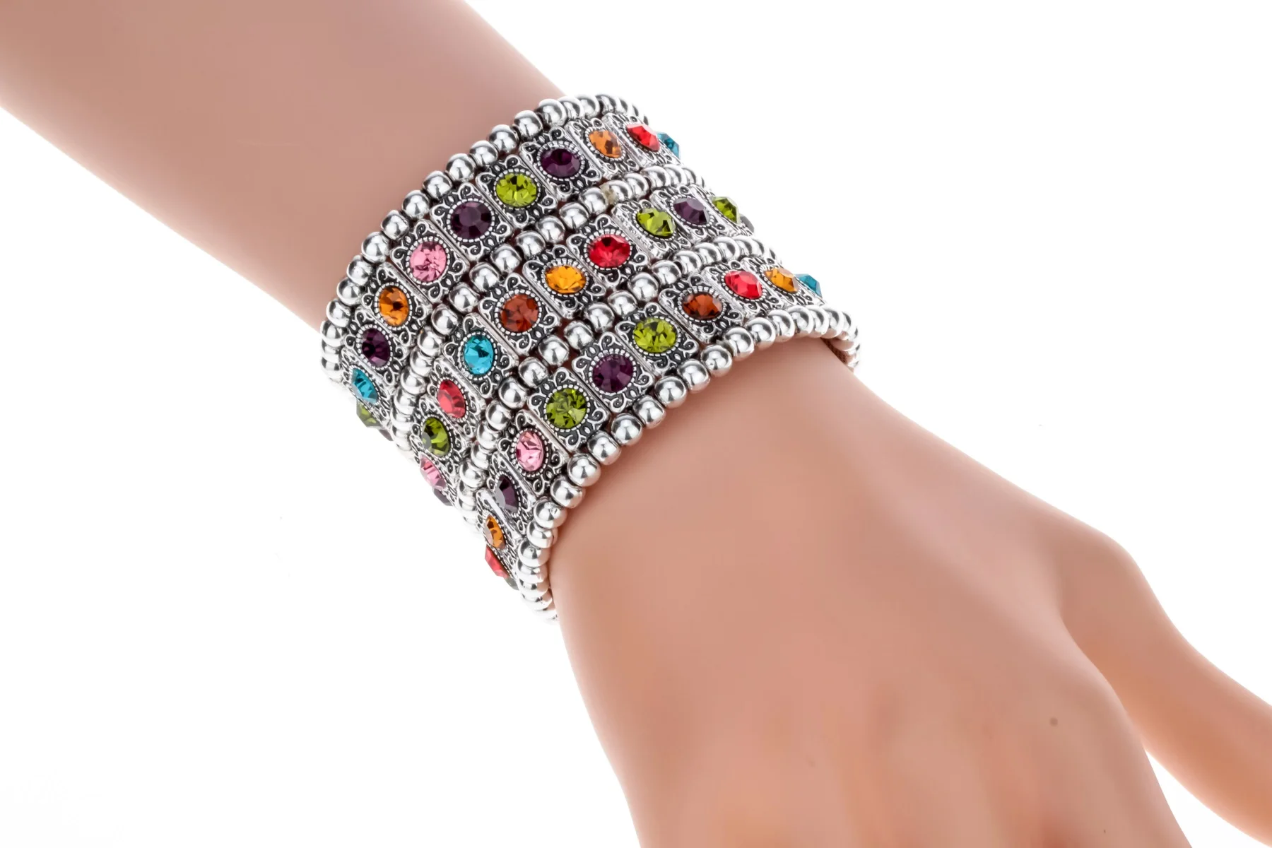 Растягивающийся браслет с кристаллами ювелирные изделия подарки манжета для