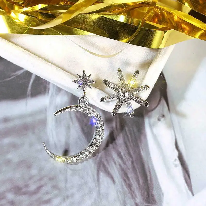 Earrings Jewelry Dangle Moon C Star Diamante Crystal Drop Rhinestone Ear | Украшения и аксессуары