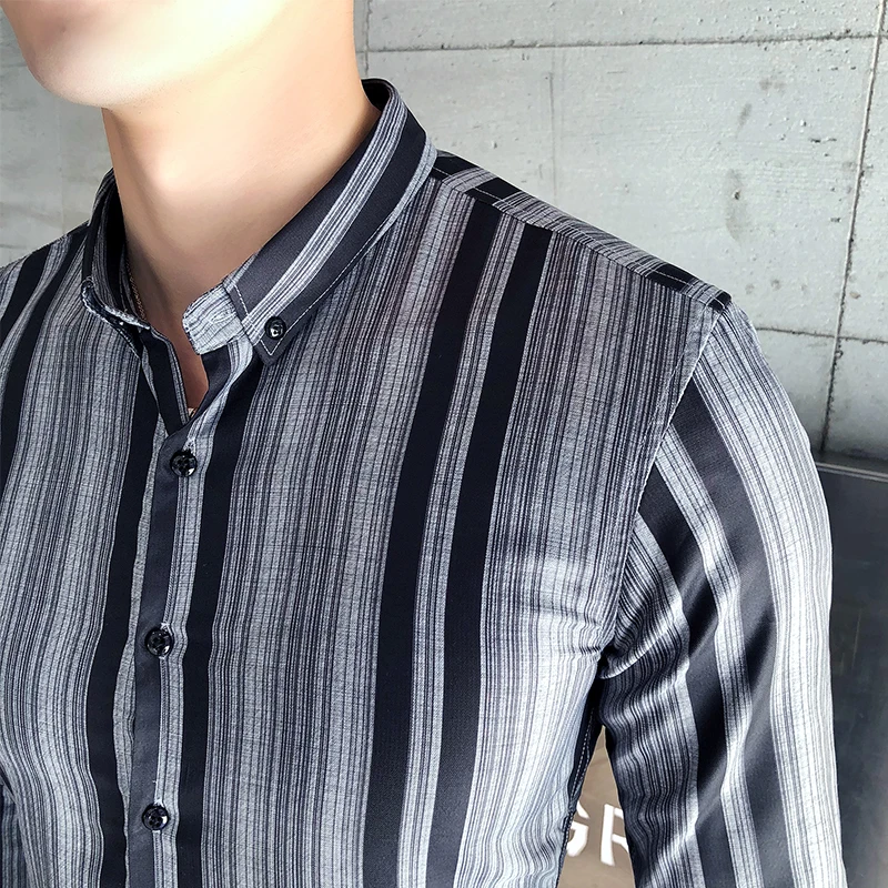 Мужская рубашка высокого качества Chemise Homme Осенняя Новая мужская рубашка с длинными рукавами приталенная мужская одежда деловые рубашки в повседневном стиле