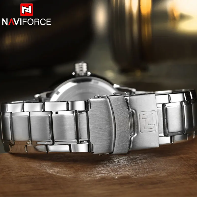 Мужские кварцевые часы NAVIFORCE, роскошные спортивные часы, деловые серебристые стальные часы, 30 м, водонепроницаемые наручные часы Reloj Hombre