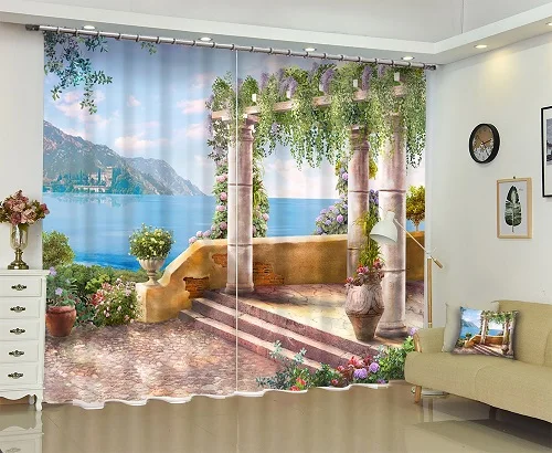 Красивые пейзажные китайские Роскошные 3D затемненные оконные шторы, драпировка для гостиной, кровати, комнаты, офиса, отеля, настенные гобелены, Cortinas - Цвет: 3