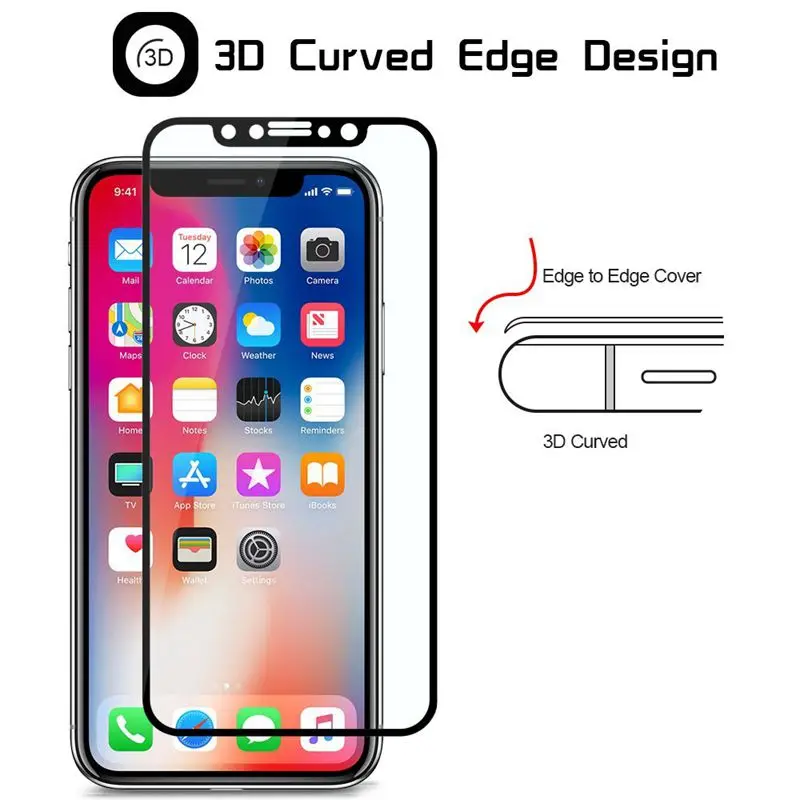 Roybens 3D Полный закаленное Стекло для IPhone X 9 H HD ясности ультра-тонкий изогнутый край