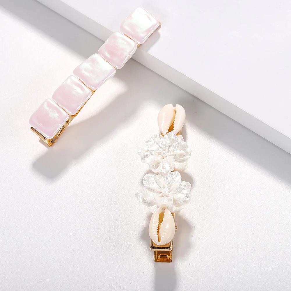 Винтажная заколка для волос в виде цветка Геометрическая прямоугольная розовая