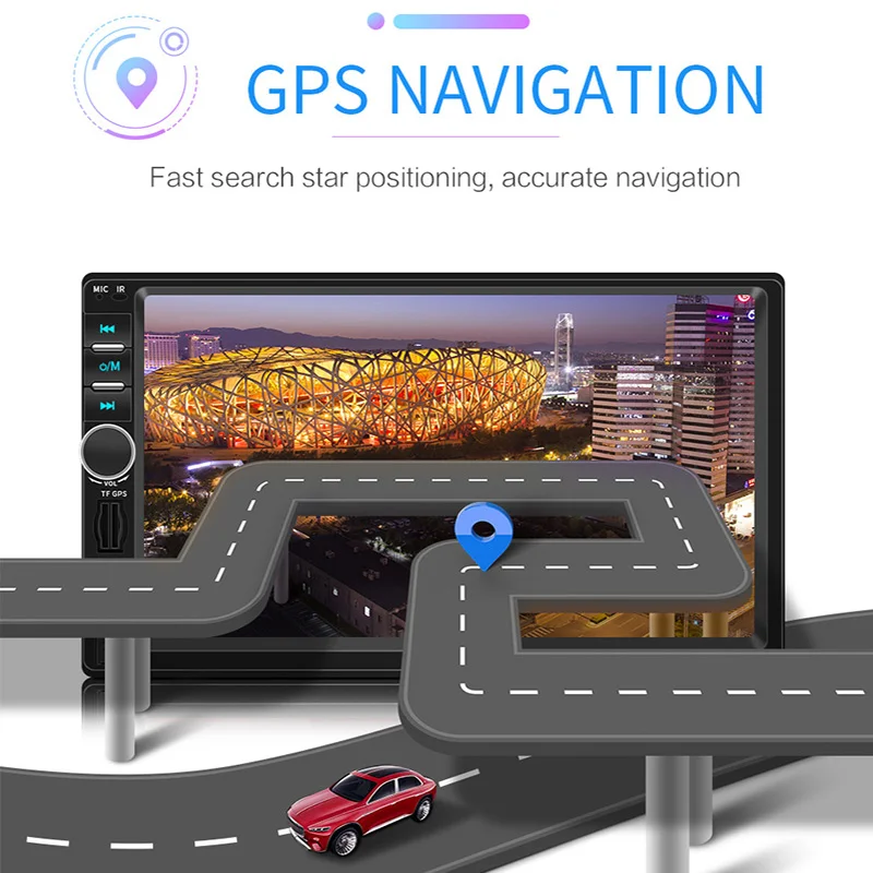 Автомобильный мультимедийный плеер 2din GPS навигация камера MP5 Map 7 дюймов HD