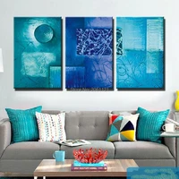modern abstract canvas oil painting mess effect green blue wall decoration picture hand painted canvas art for living room