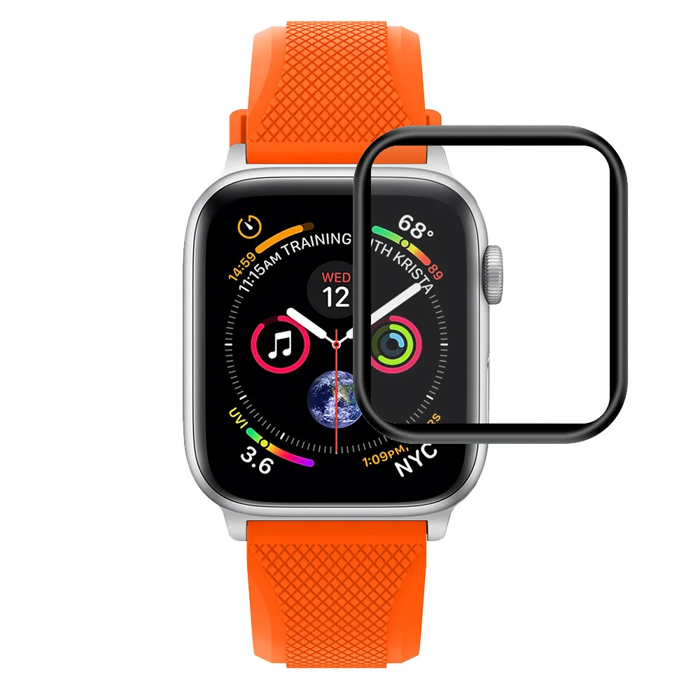 Защитная пленка из закаленного стекла для Apple Watch изогнутая 3d с полным покрытием