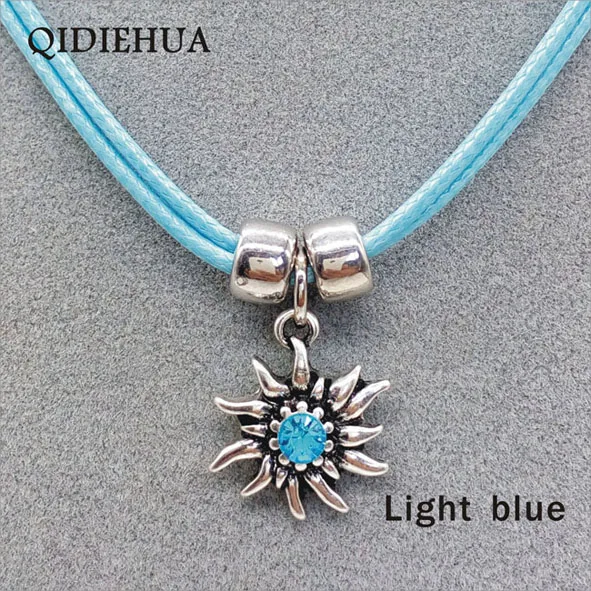 blue Мода Серебряное Элегантное ожерелье Эдельвейс женское простое веревочное ожерелье-чокер ожерелье цветок Мода - Окраска металла: blue