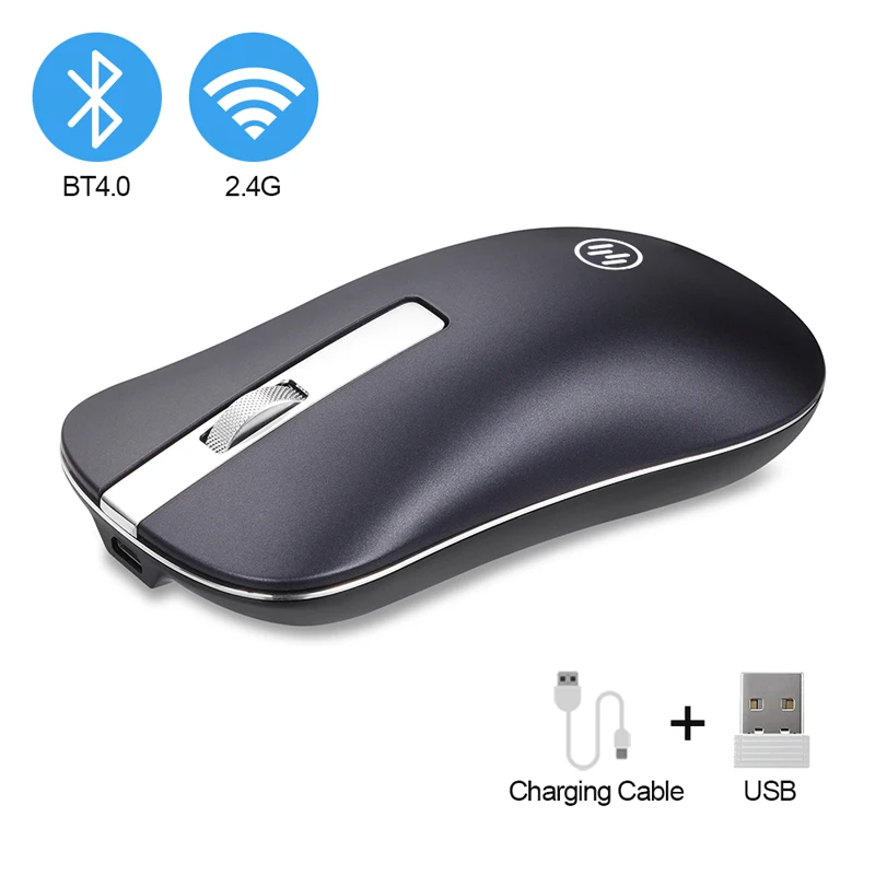 Bluetooth blue Беспроводная мышь с Bluetooth, Бесшумная игровая мышь, перезаряжаемая компьютерная мышь, беспроводная эргономичная компьютерная мышь 2,4 ГГц, USB мышь для ноутбука - Цвет: Bluetooth blue