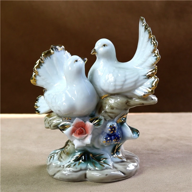 Керамика парная Статуэтка голубя фарфор настольная для любителей птиц