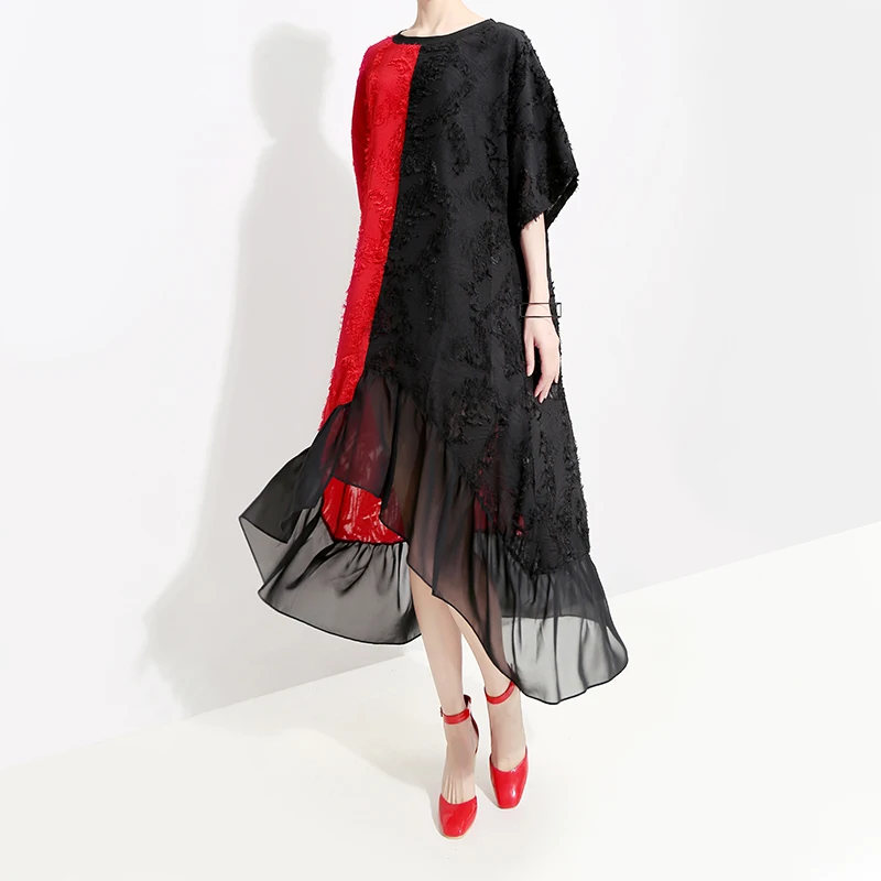 Новинка 2019 хит цвет дизайн женское летнее длинное платье красный и черный