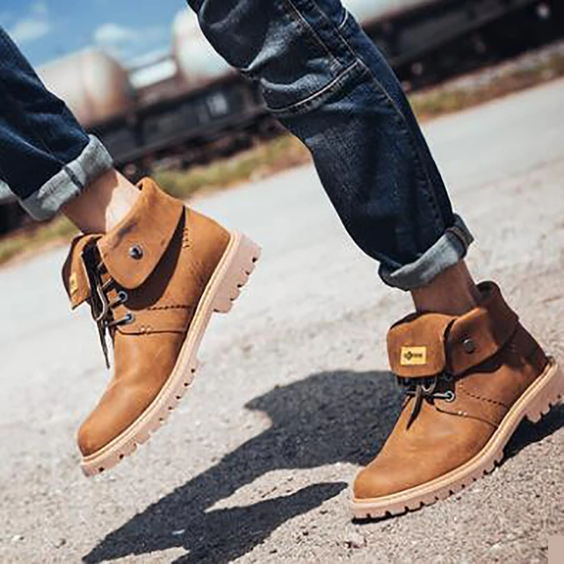 Ботинки Martin из воловьей кожи Мужской костюм натуральной Мужская обувь в