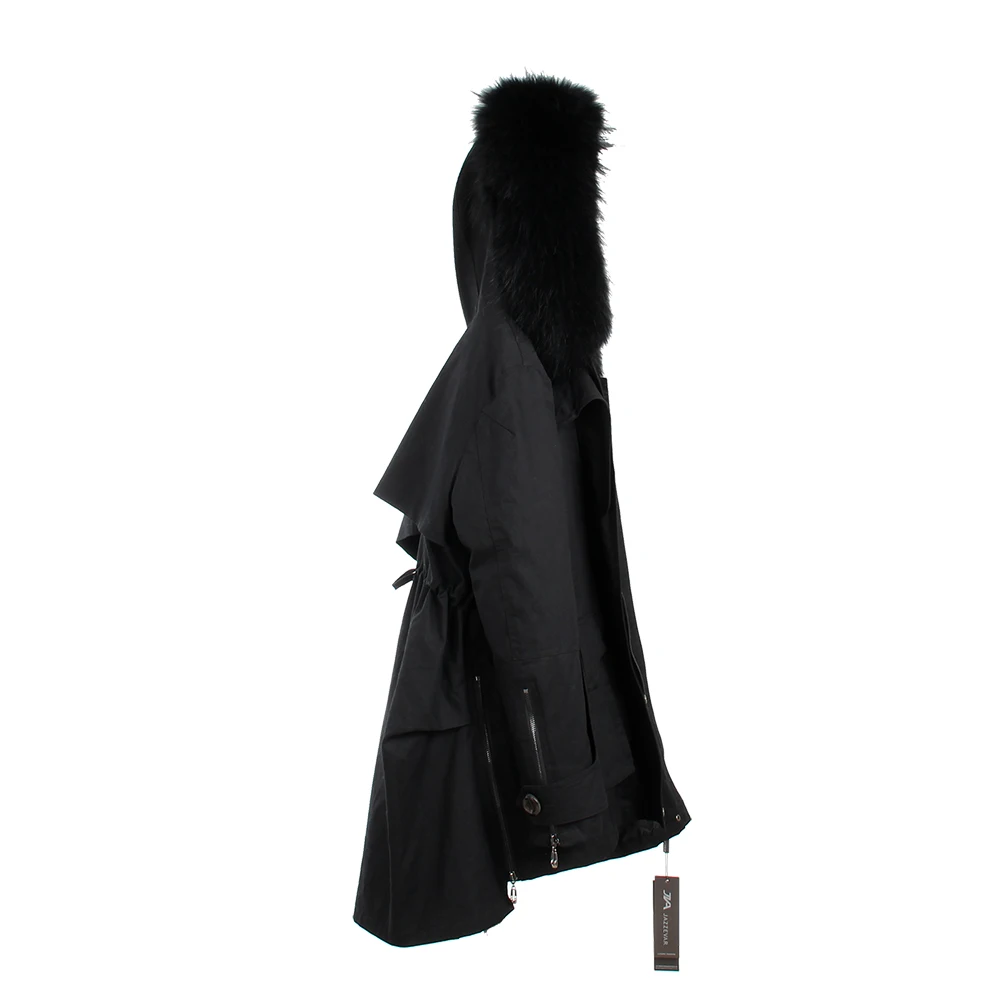 Real fur color 1 JAZZEVAR Новая зимняя женская парка армейский зеленый большой настоящий енот цвет меховой воротник с капюшоном пальто женская верхняя одежда брендовая одежда - Цвет: Real fur color 1