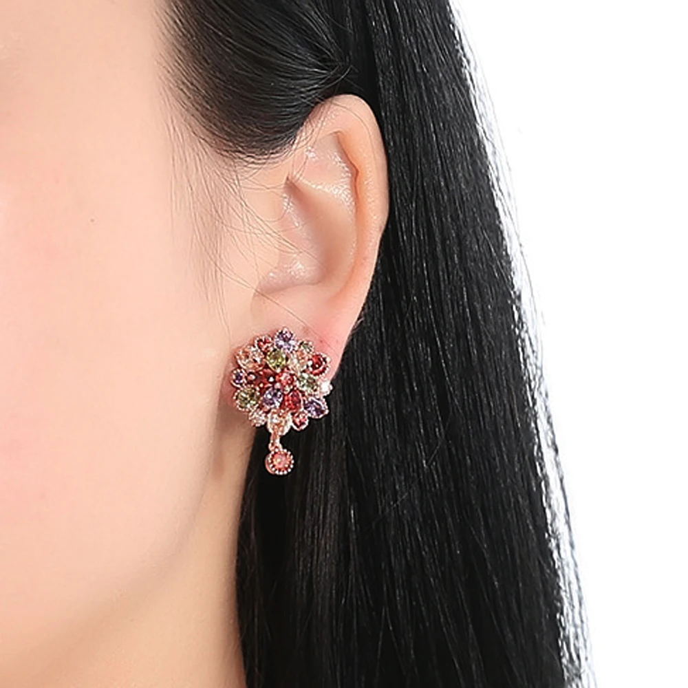 Роскошные Цветные серьги-гвоздики с красивым Цирконом и кристаллами в виде
