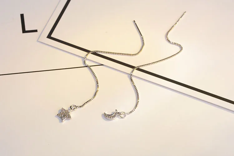 Женские асимметричные серьги подвески из серебра 925 пробы с кисточками в виде