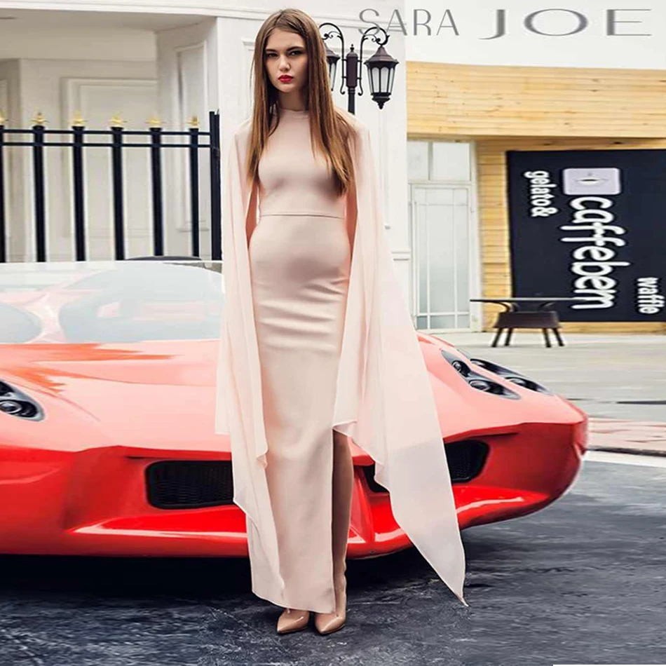 Новинка лета 2021! Элегантные Изящные сетки Batwing шелк мыс рукавом длинное платье