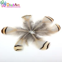 olingart natural feathers 12pcs 8cm white black stripes women necklace earrings tassels diy jewelry making keychain pendants
