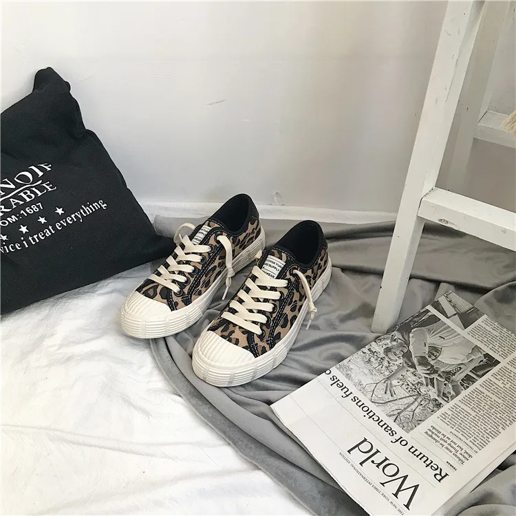 SWYIVY Chaussure Femme парусиновая обувь женские кроссовки Осенняя повседневная обувь женские леопардовые кроссовки на плоской подошве женская обувь
