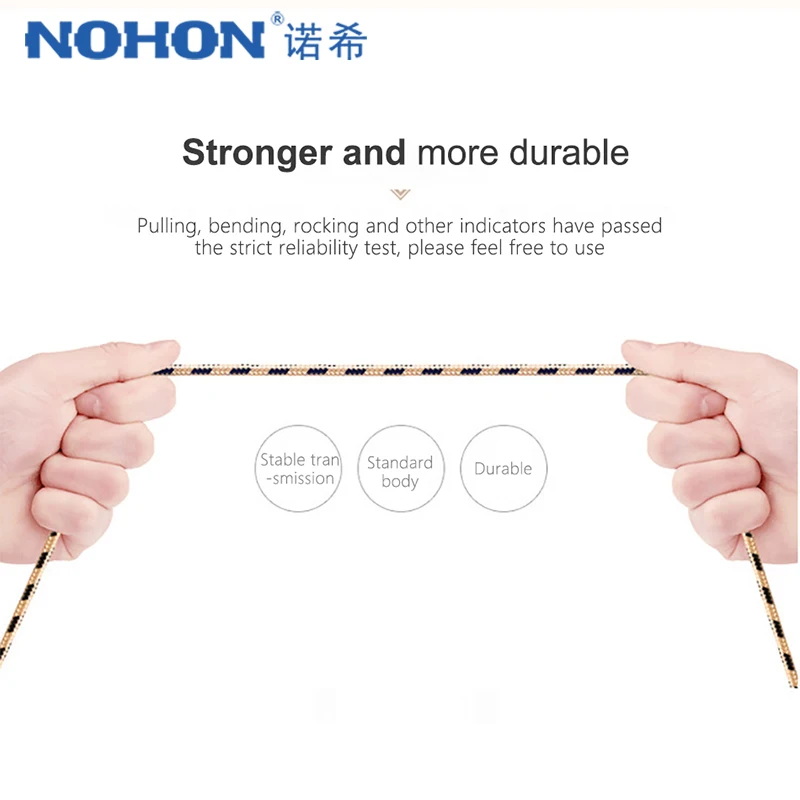 NOHON 2.4A нейлоновый Micro USB кабель для зарядки Android Samsung Galaxy S7 S6 Edge Huawei Xiaomi mi 4 кабели