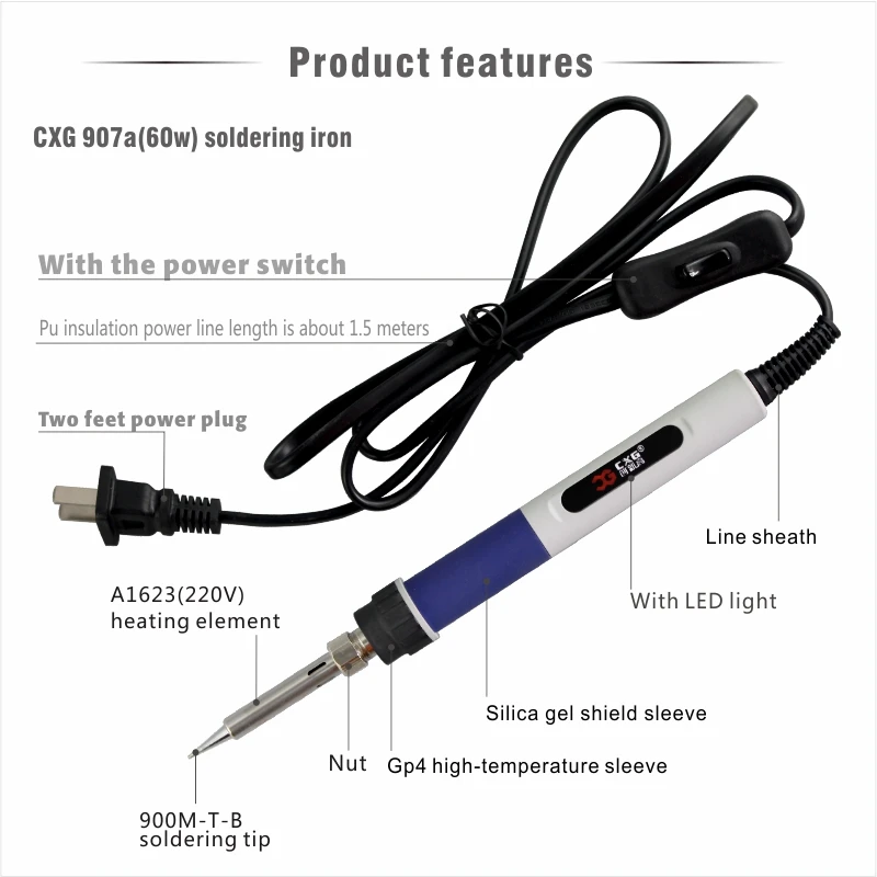 lcd ESD 80 Вт 100 Вт CXG 907C нагрев сварочные паяльники станция ручка тепловой инструмент Электрический паяльник