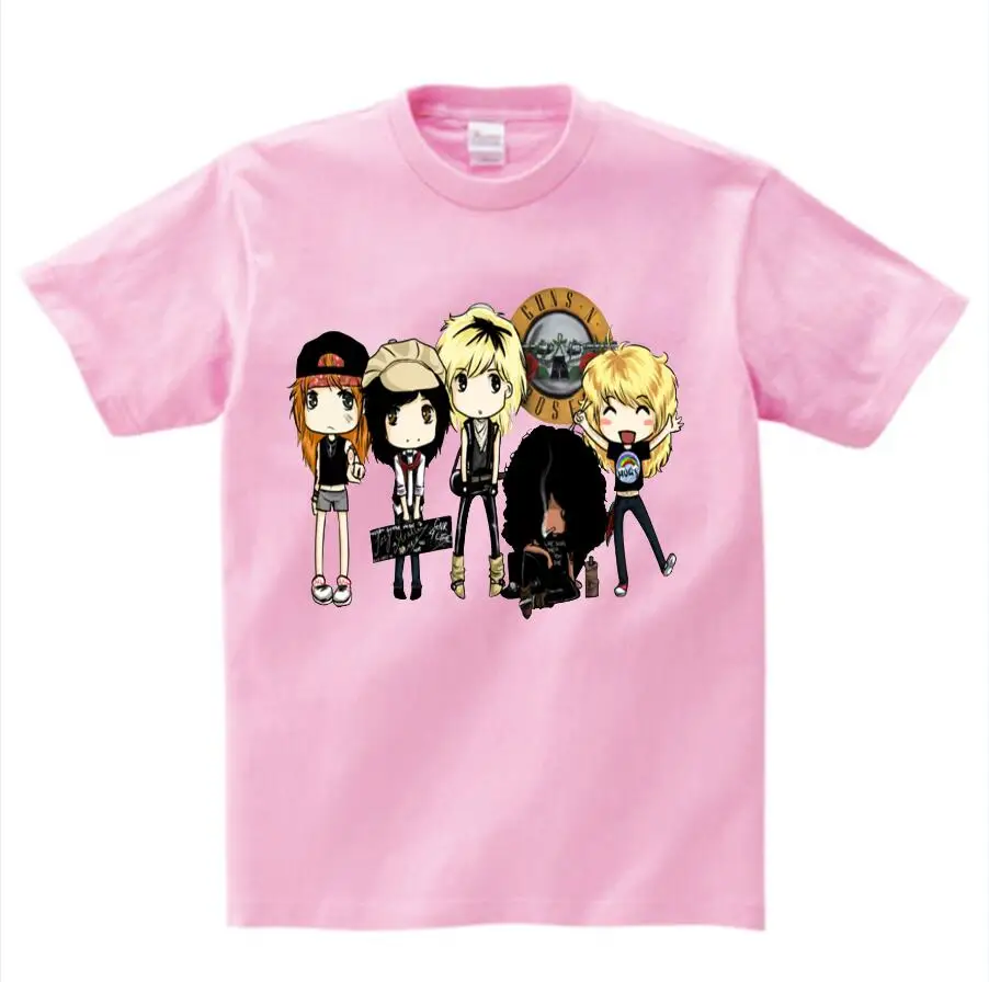 pink childreT-shirt Дети печати косая скала группа пистолет N Roses футболка с круглым вырезом Рубашка с короткими рукавами лето мальчик и девочка Прохладный Повседневное футболка футболки для грудничков NN - Цвет: pink childreT-shirt