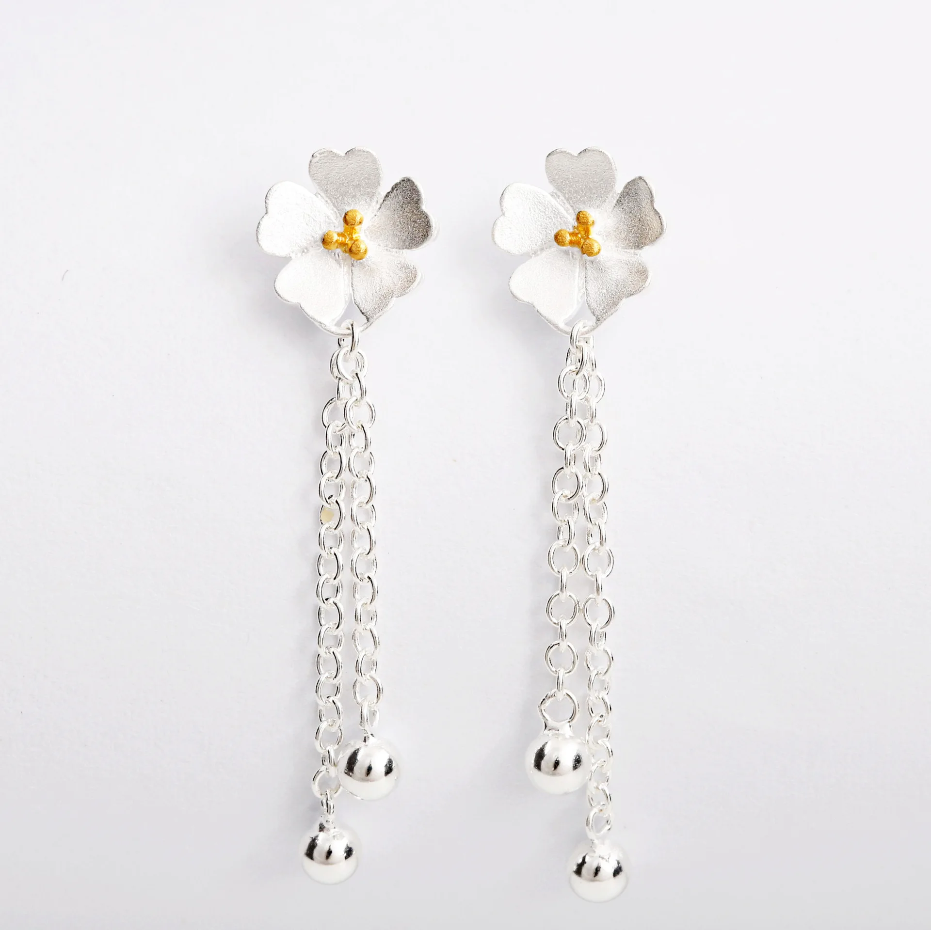 Женские серьги гвоздики из серебра 100% пробы с вишней|hypoallergenic stud earrings|cherry blossom