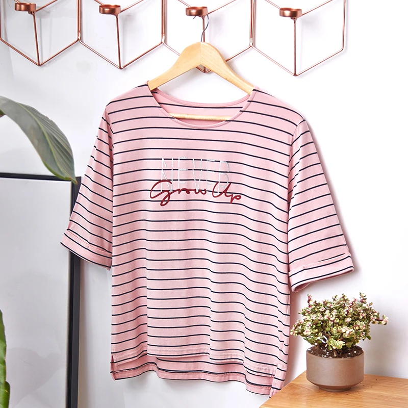 THREEGUN футболка 2019 Весна Лето Новые полосатые футболки с принтом гладкие круглым