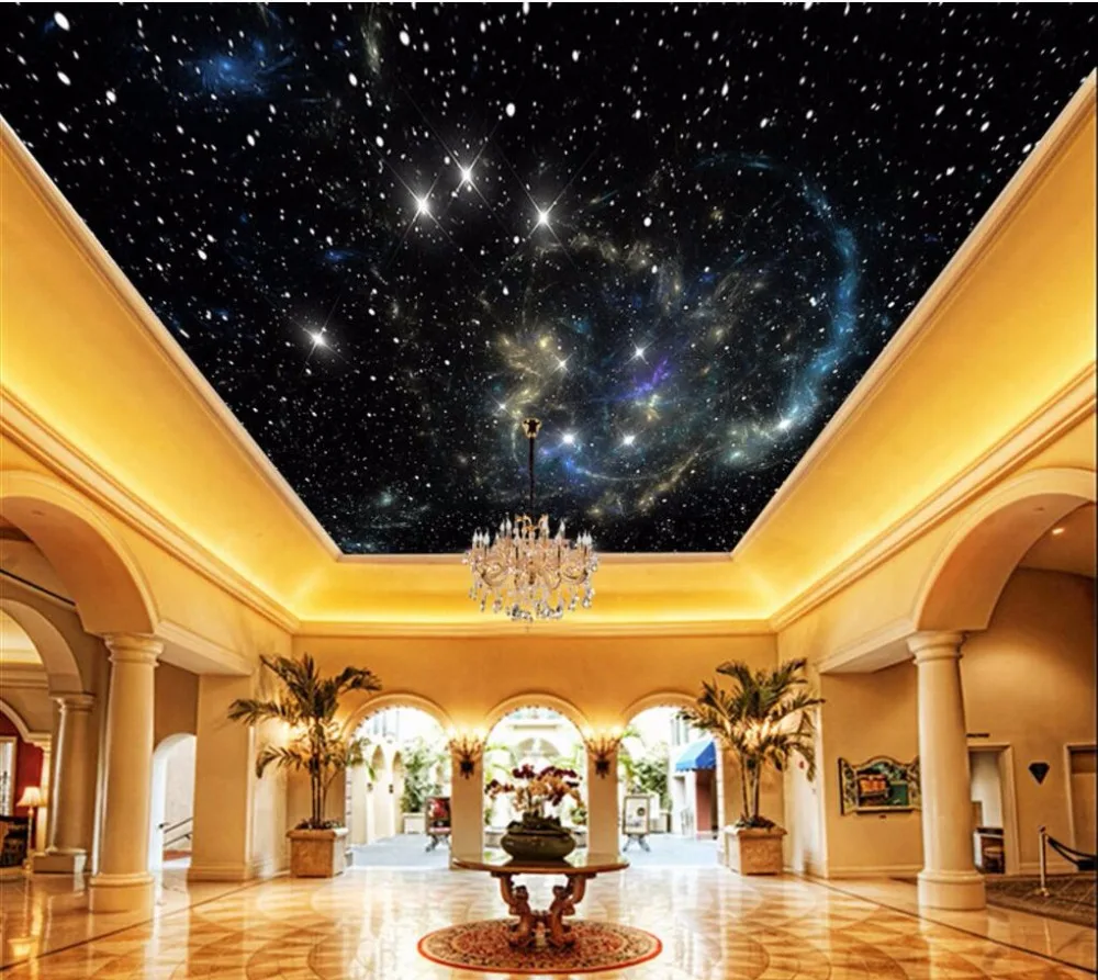 Изготовленная на заказ картина темно синие потолочный экран настенная живопись