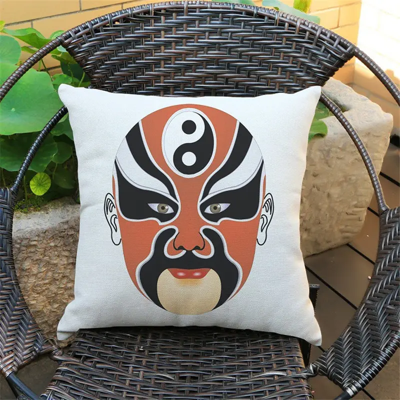 Creative Classical Peking Opera Mask Cushion Cover Decorative Pillowcase Chair safe Car Pillow Home Living Textile BZ-166 | Дом и сад
