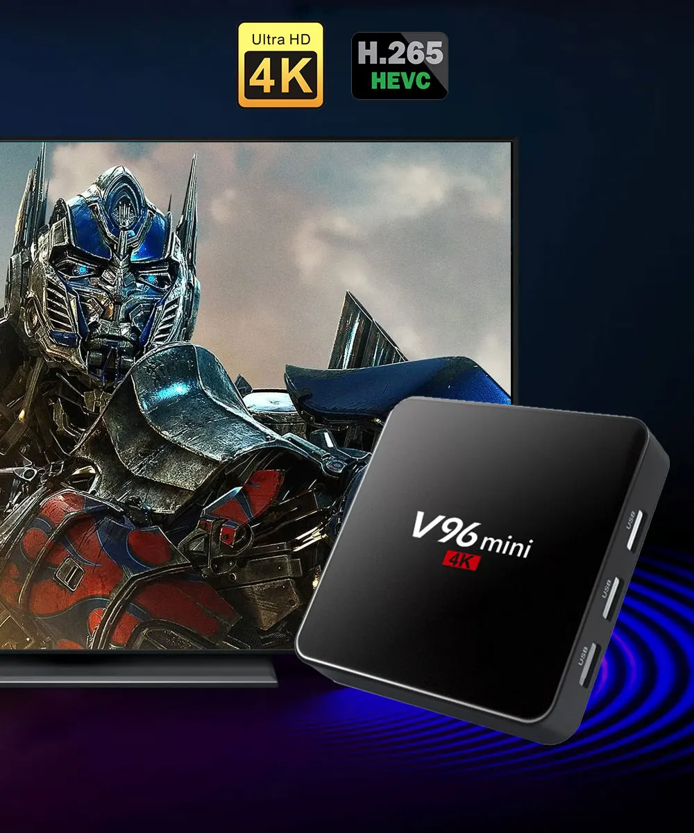 V96 Мини Android 7,1 Smart tv Box 2 Гб 16 Гб IP tv BOX Allwinner H3 четырехъядерный H.265 4 K 1,5 ГГц WiFi медиаплеер приставка