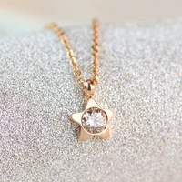 yunruo fashion rose gold color woman jewelry aaa zircon cute star pendant necklace 316l stainless steel high polish never fade