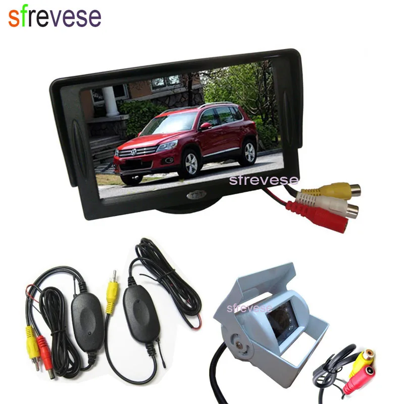 

White Wireless 18 IR Night Vision CCD Reversing Parking Backup Camera + 4.3" LCD Monitor Car Rear View Kit