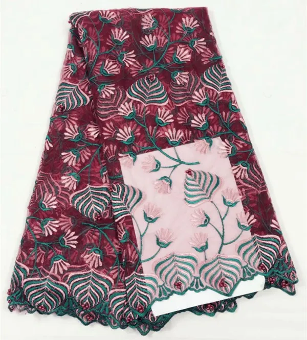 African lace fabric embroidered flower net high quality Nigerian with beaded for wedding dress ju7-2 | Дом и сад