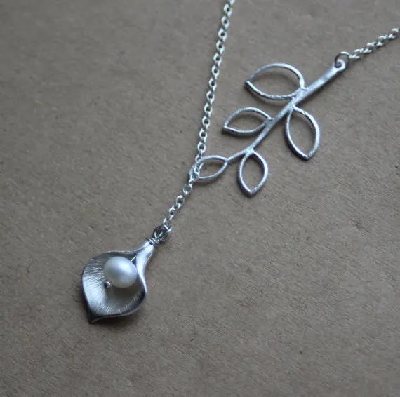 Kinitial 1 шт. цвета: золотистый серебристый Калла Лили ожерелье с ответвлением лилии