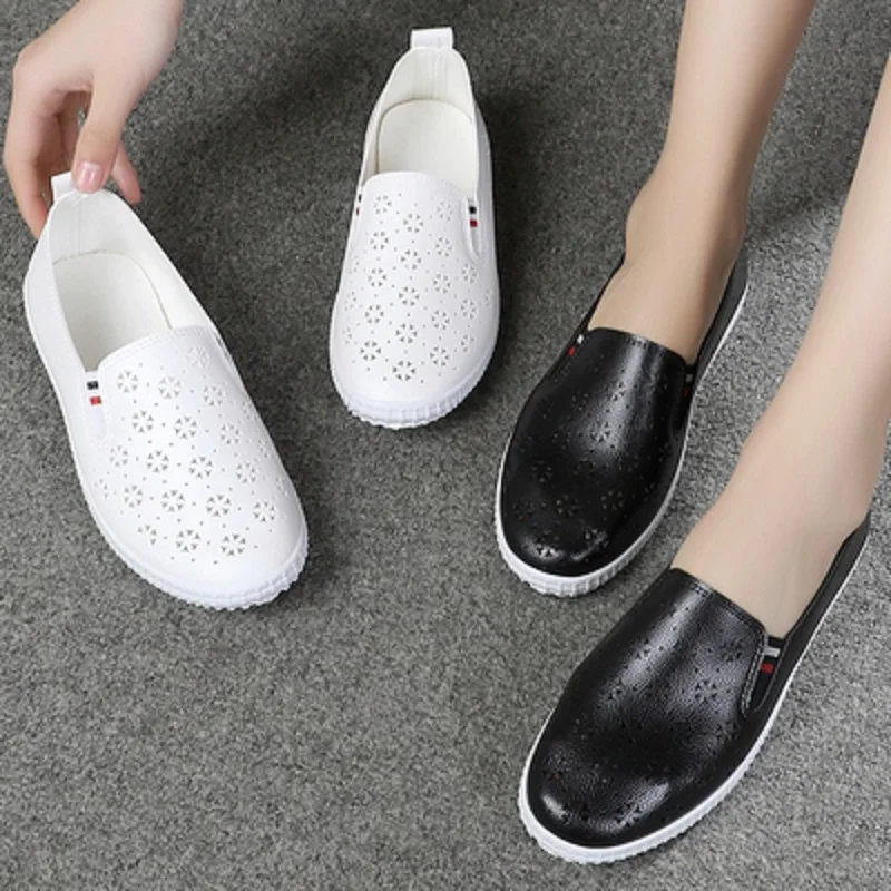 Женская обувь из сетчатой ткани Повседневная дышащая белого цвета на плоской