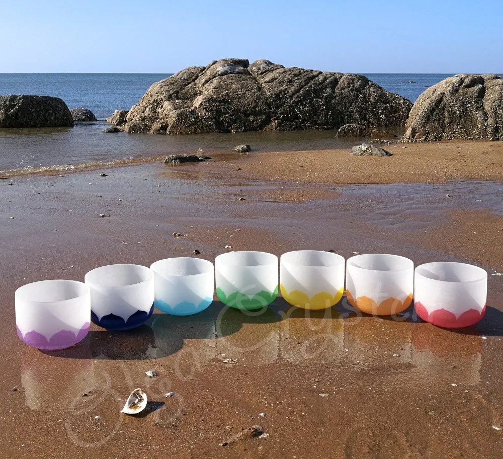 6 12 дюймов 7 шт лотоса чакра Матовый Кварцевый Поющий чаша набор CDEFGAB|Колокольчики